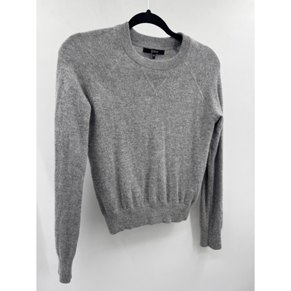 Quince Womens Heather Grey Cashmere Crewneck Raglan Sweater XS Minimalist - Picture 4 of 9